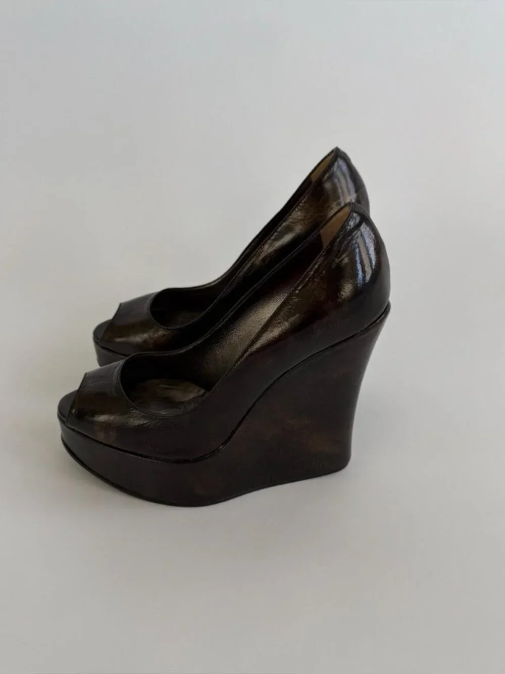 Vintage D&G Metallic Bronze Architectural Wedge Platforms